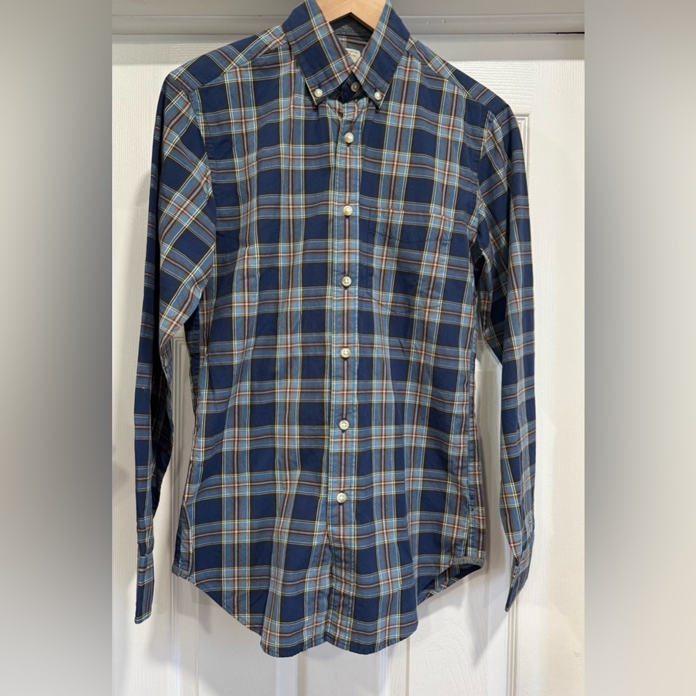 J. Crew Navy and Multicolor Plaid Shirt